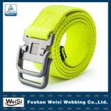 Fashion Fluorescence Yellow Belt with Double Ding Alloy Buckle