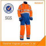 China Factory 100%Cotton Safety Flame Retardant Winter Coverall with 3m Reflective Trape