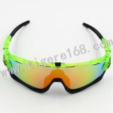 Cycling Sun Glasses Glares Sport Sunglasses with Iridium Lens and Transparent Green Temple Arm