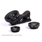 Mobile Phone Lens for iPhone Samsu3 in 1 Universal Clipng S5 Note3 4 N7100 HTC Fish Eye + Macro + Wide Angle