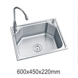 Highquality One Piece Ss201 Stainless Steel Single Bowl Kitchen Sink (YX6045)
