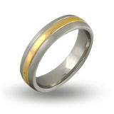Mens Single Gold Striple Engravable Band Ring
