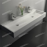Double Sink Artificial Stone Composite Resin Table Top Handmade Wash Basin/Sink (JZ9023)