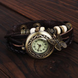 Fashion Vintage Watch with PU Leather Strap Japan Movt