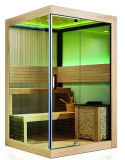 2 People African White Pine Square Sauna/Infrared Sauna Room