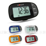 Multifunction Pedometer with 12/24h Clock Display and Soft Rubber Keypad (PD1078)