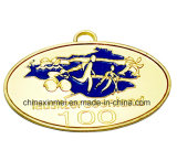 Oval Metal Medal with Color Painted