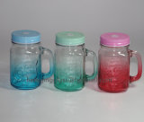 Colorful 450ml Glass Mason Jar with Handle Beer Mugs