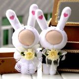 14cm Romantic Wedding Dress Couple Lovers Rabbit 3D Face Doll