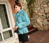 Dl6055 Free Shipping Genuine Rabbiat Fur Jackets Coats Women Natural Fur Coats Real Rabbit Fur Jackets Plus Size