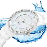 Elegant Lady's White Ceramic Bracelet Watch