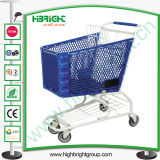 Plastic Basket Shopping Trolley with Metal Frame