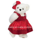 Top Quality Gifts Electric White Teddy Bear Plush Toys with Red Dress (GT-006938)