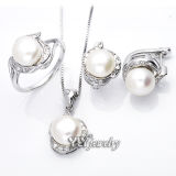 925 Silver Rhodium Plated Pearl Jewellery Set (YS-1408)
