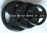 Gym Equipment Fitness Equipment of 3 Holes Black Rubber Plates