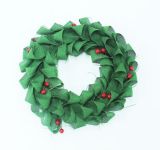 Linen Christmas Wreath with PVC Berries (12