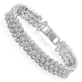 Fashion 925 Sterling Silver Jewellery CZ Tennis Bangle Bracelet