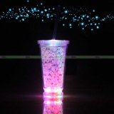 Wholesale Reusable Blink Glow Plastic Flashing Light up Beer LED Cup Mug Tumbler with Straw Glass for Bar Party Custom Colorful Promotion Shot