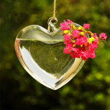 Wholesale Clear Hanging Heart-Shaped Glass Candle Holder Flower Plant Vase HP53