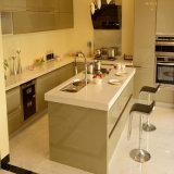 Metal Baking Lacquer Kitchen with Quartz Stone Worktop and Stainless Steel Door Wall Cabinet