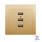 Champaign Gold Color 3 USB Wall Socket