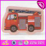 2015 OEM Promote Intelligence Kids Wooden Puzzle Toy, Funny Wooden Puzzle Toy, Fire Fighting Truck Shape Wooden Puzzle Toy W14c177