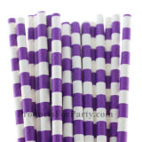 Colorful Purple Sailor Striped Paper Straws for Party Decoration