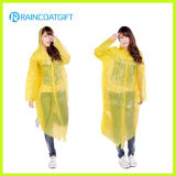 Long Sleeve Yellow PE Women's Raincoat