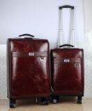 Double Zipper PU Patent Leather Fabric Suitcase 360-Degree Wheels Luggage Faux Leather Luggage with Aluminum Rod