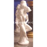 Nude Female Statue, White Marble Art Woman and Baby Sculpture