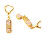 Gold USB Flash Disk with Keychain