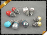 Colorful Sea Shell Pearl Pendant, Crystal Beads Pendant Necklace Jewellery (EF099)