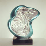 Silver Abstract Metallic Sculpture with Blue Margin Td-W011