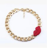 Fashion Jewelry Alloy Rosy Lips Necklace (XL017A)