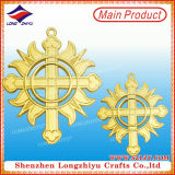 Italy Christian Religious Medals Cross Gold Medallion Hollow Medal Metal Emblem Pin Badge with Safety Pin (LZY-00020130057)