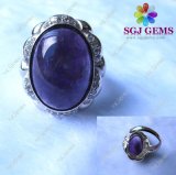 Fashion Sterling Silver Natural Gemstone-Amethyst Ring Jewellery