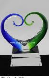 Heart Shape Blue Crystal Art Crafts for Business Gifts, Home Decoration (BY-1204)
