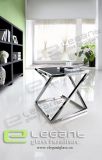 Small Stainless Steel End Table with Glass -CA208