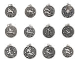 12 Zodiac Signs Charms Silver Bangle Pendent