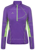 Long Sleeve Contrast Stiching Running Shirt for Lady
