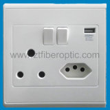 South Africa/Brazil Wall Switch Socket with USB Charger (ZT-US039)