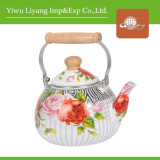2.6L Full Decal Enamel Kettle with Wooden Handle (BY-2905)