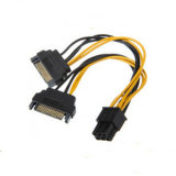Dual SATA 15-Pin Male to 6pin PCI-E Female Power Cable