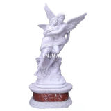 Carved White Marble Stone Angel Statue, Outdoor Garden Figure Sculpture
