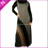 Latest Block Color Cotton Long Shape Casual Abaya Dress