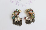 Fashion Colorful Crystal Moon Drop Earrings Jewelry Jewellery for Women Girls Ladies