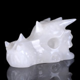 Natural White Jade Carved Dragon Skull Carving #9o70, Crystal Healing