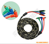 Right Angle 3 RCA to 3 RCA Male to Male Component Cable (AV-638-Braid component cable-10M)