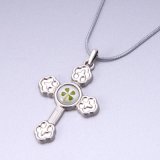 Real Lucky Four Leaf Clover Cross Pendant Jewellery with Cord