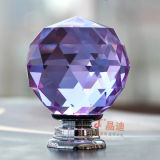 Purple Crystal Glass Pull Handle for Luxury Home Decoration